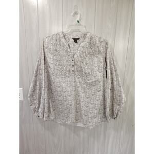 Women's Bit And Bridle Western Long Sleeve 1/4 Button Shirt Plus Size 1X Boho
